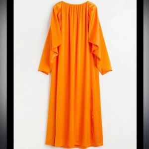 H&M Bright Orange Maxi Boho Dress with Dolman Sleeves XL